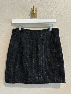 ☀️ CeCe Black Metallic Tweed A-Line Mini Skirt